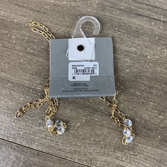 Nordstron Rack Necklace Gold Tone Cubic Zirconia Mask Chain Rhinestone - Picture 6 of 8